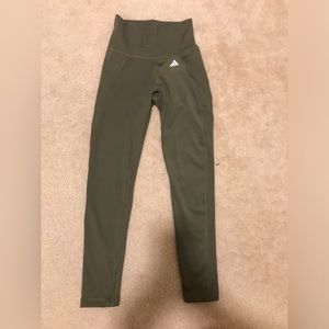 Women's Adidas Optime Stash Pocket High-Waisted 7/8 Leggings-Olive Strat…